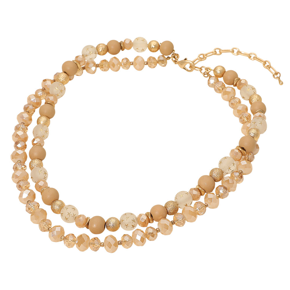 Madeline Love Neutral Double Layered Beaded Necklace - Necklaces - extra