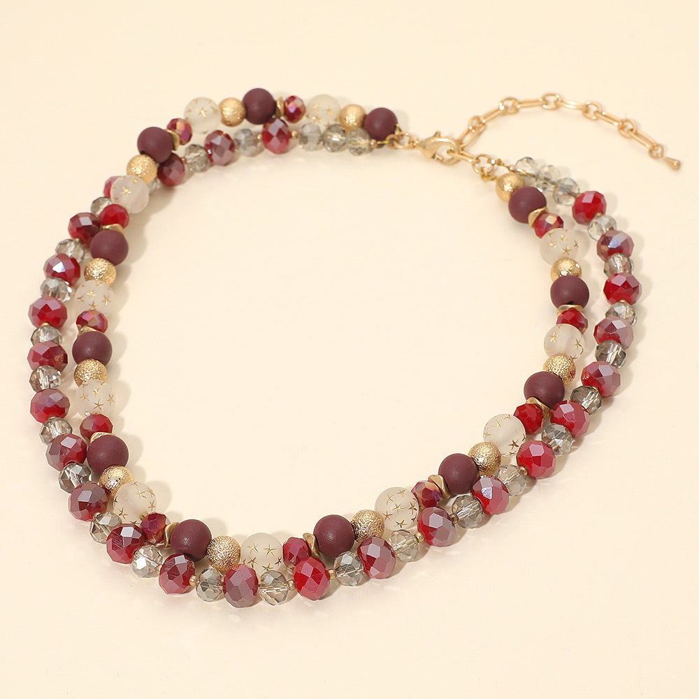 Madeline Love Wine Double Layered Beaded Necklace - Necklaces