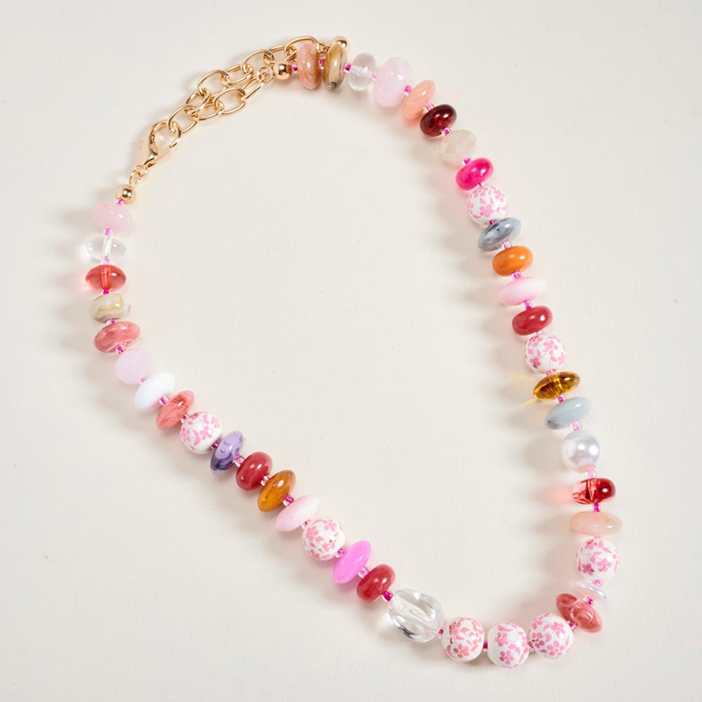 Madeline Love Pink Mixed Beaded Floral Statement Necklace