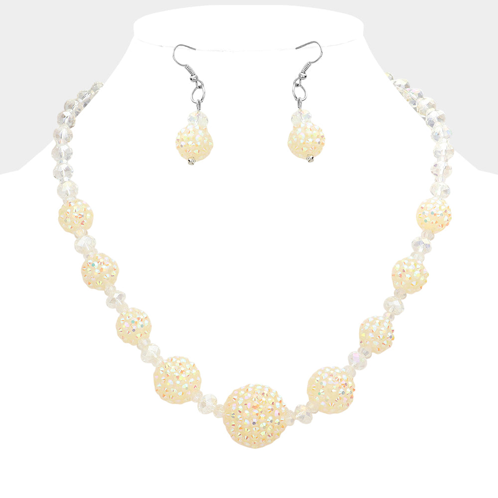 Madeline Love AB, Rhodium Shamballa Ball Necklace - Necklaces