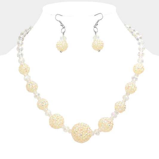 Madeline Love AB, Rhodium Shamballa Ball Necklace - Necklaces