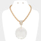 Madeline Love Clear, Gold Oversized Round Glass Stone Pendant Pointed Necklace - Necklaces