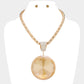 Madeline Love Gold, Lt Col Topaz Oversized Round Glass Stone Pendant Pointed Necklace - Necklaces
