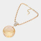 Madeline Love Gold, Lt Col Topaz Oversized Round Glass Stone Pendant Pointed Necklace - Necklaces - desc