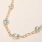 Madeline Love Aqua Oval Teardrop Square Stone Bezel Link Necklace - Necklaces