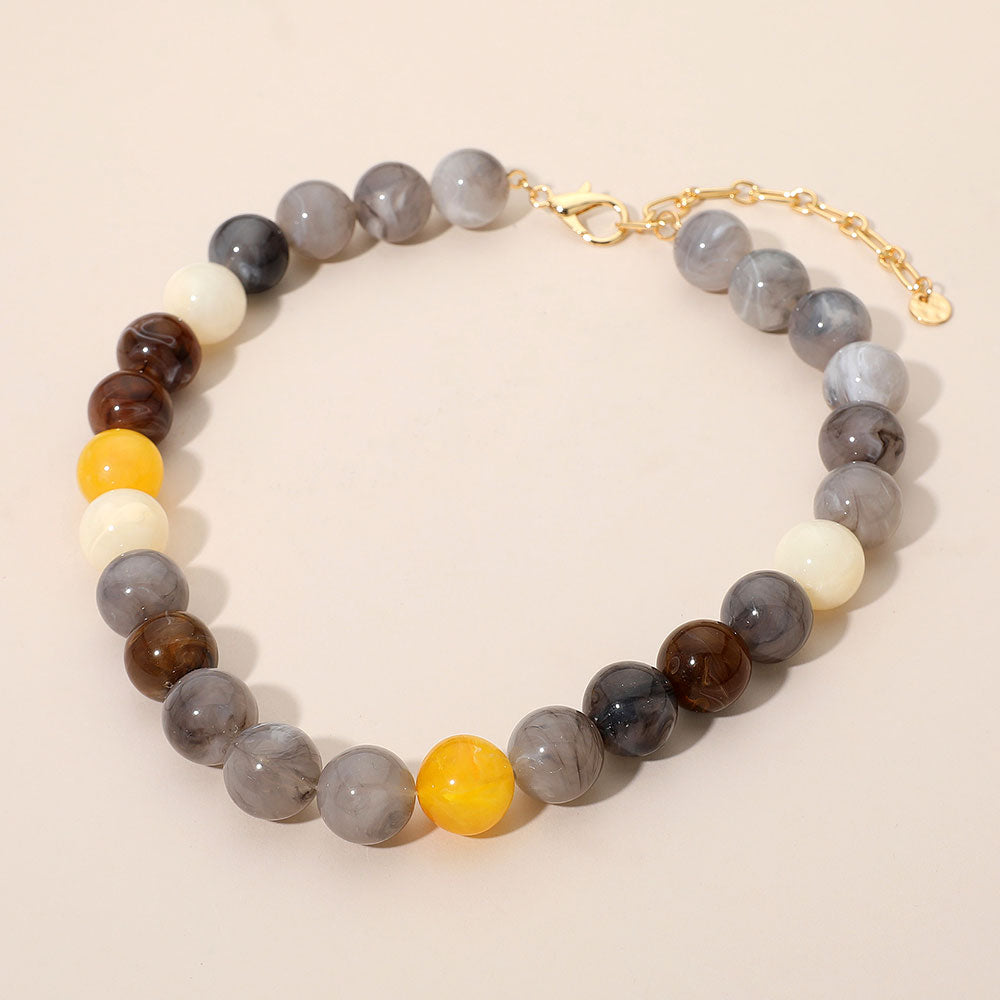 Madeline Love Gray Marbled Round Beaded Necklace - Necklaces