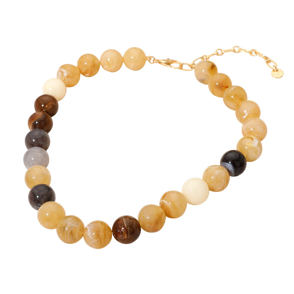 Madeline Love Neutral Marbled Round Beaded Necklace - Necklaces - desc