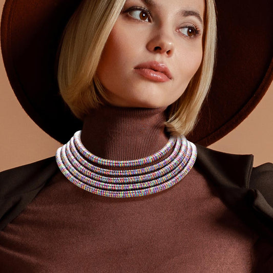 Madeline Love Gold, Multi Multi Layered Coil Pope Necklace - Necklaces