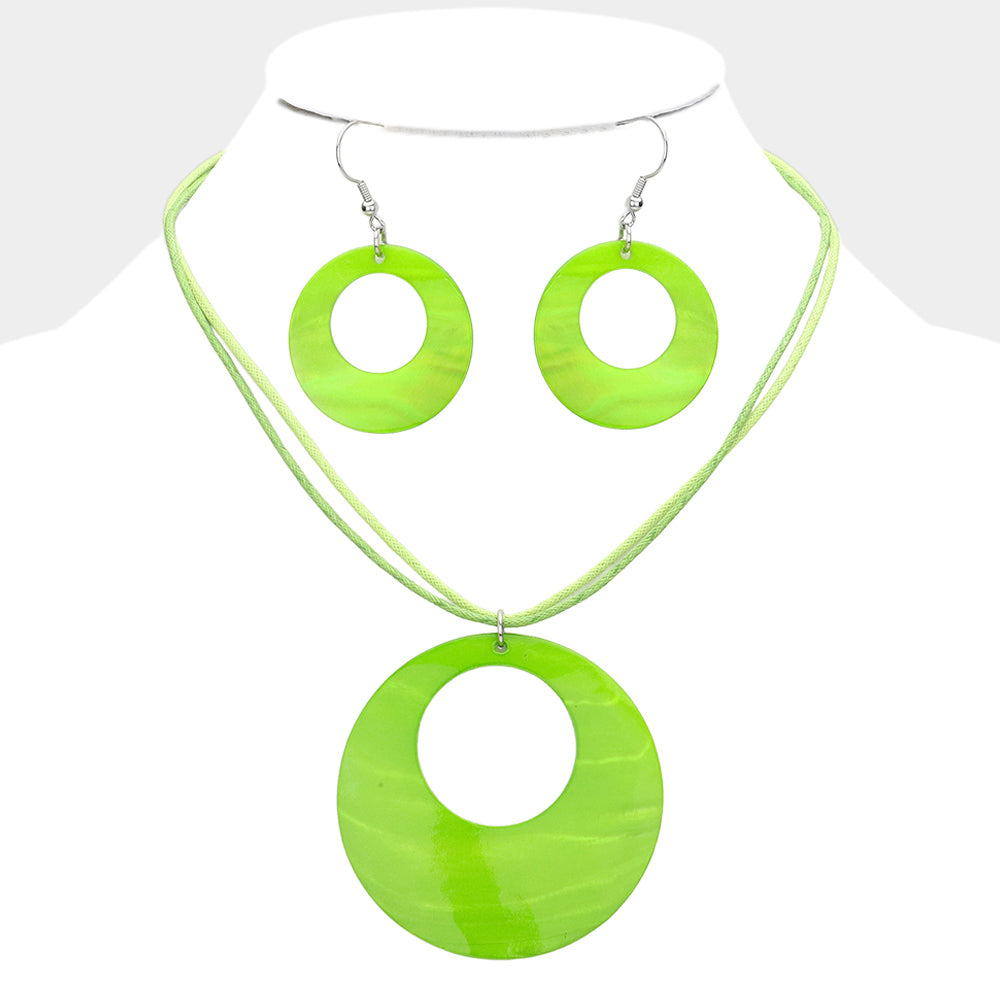 Madeline Love Green Round Mother of Pearl Pendant Necklace - Necklaces