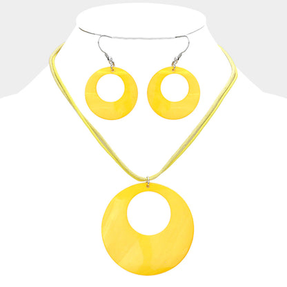 Madeline Love Yellow Round Mother of Pearl Pendant Necklace - Necklaces