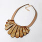 Madeline Love Neutral Resin Long Teardrop Plate Faux Leather Statement Necklace - Necklaces
