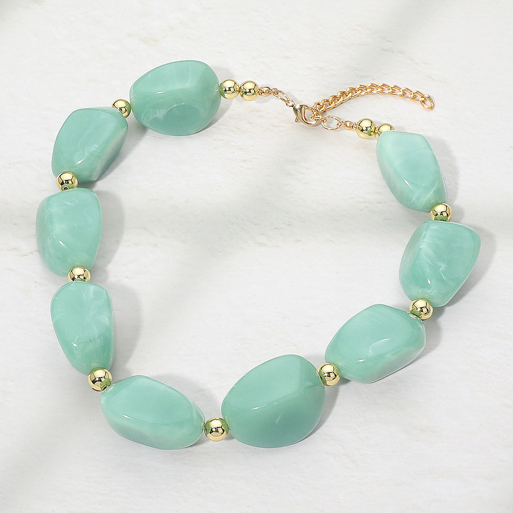 Madeline Love Blue Chunky Resin Pebble Beaded Necklace