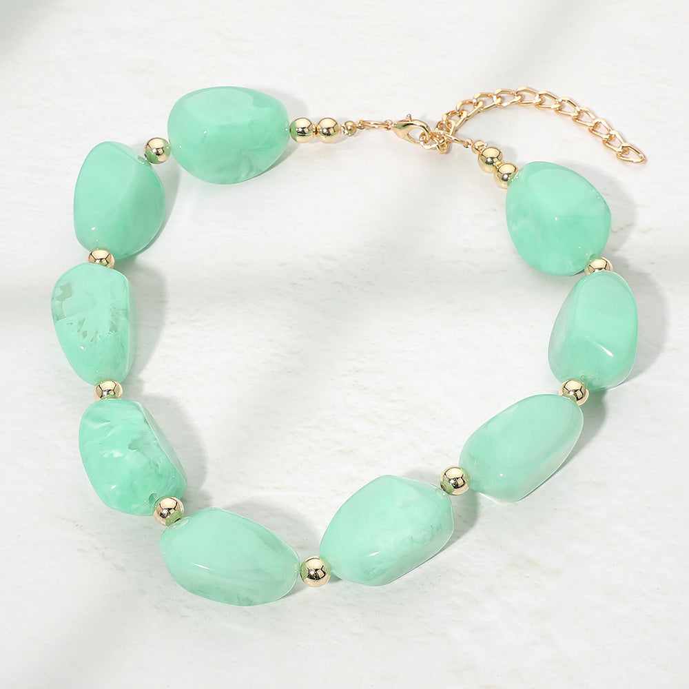 Madeline Love Mint Chunky Resin Pebble Beaded Necklace