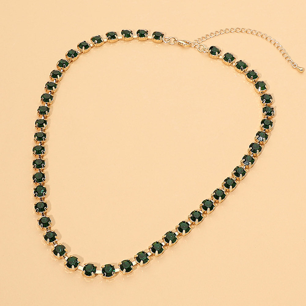 Madeline Love Emerald, Green Round Stone Link Statement Necklace