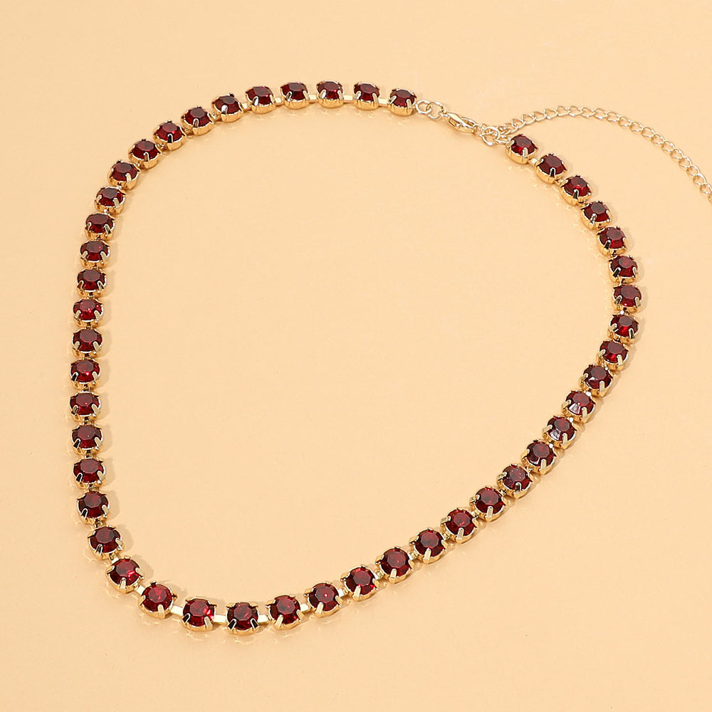 Madeline Love Siam Round Stone Link Statement Necklace