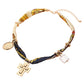 Madeline Love Gold, Navy Boho Metal Cross Square Pearl Floral Oval Charm Fabric Necklace - Necklaces - desc