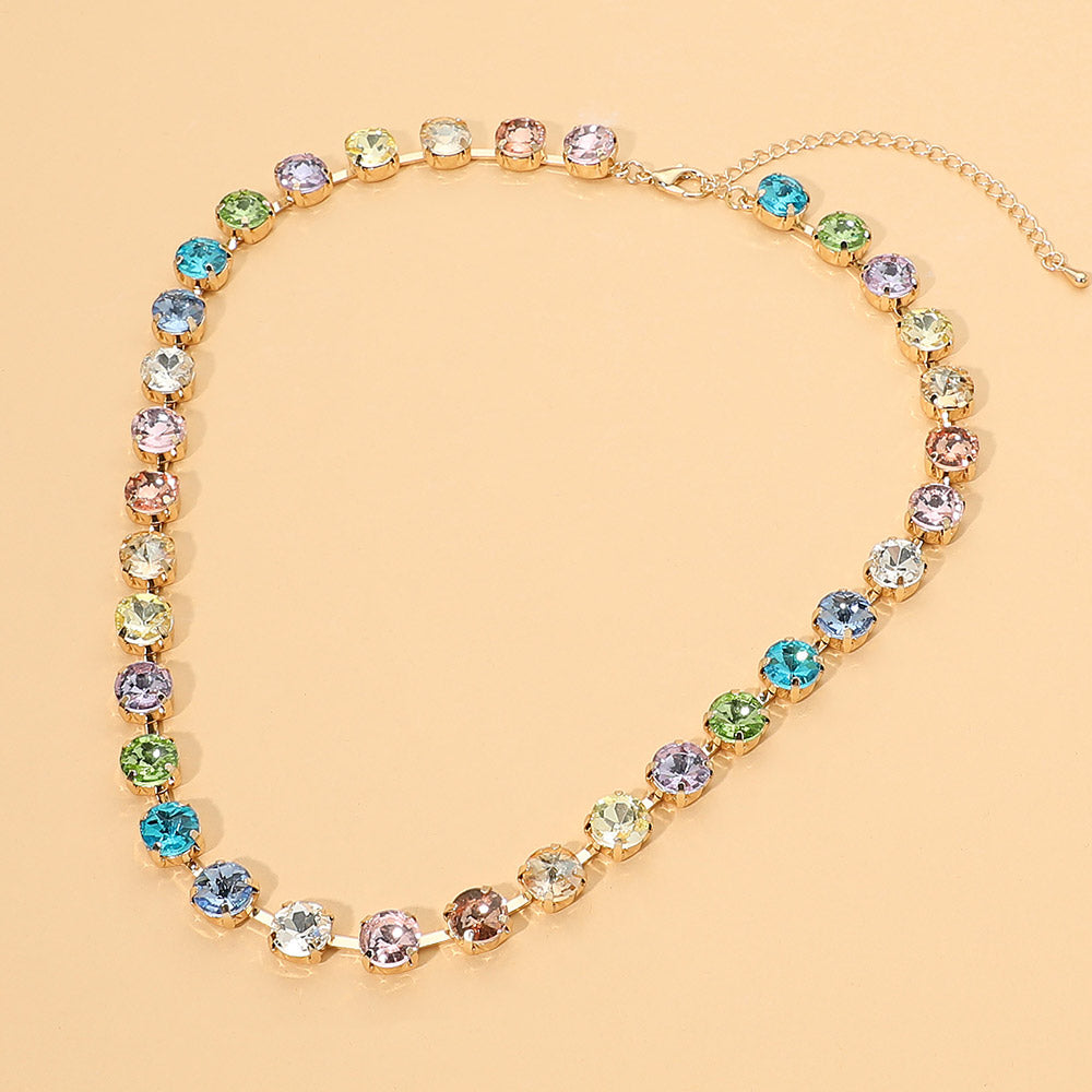 Madeline Love Light, Multi Round Stone Link Statement Necklace