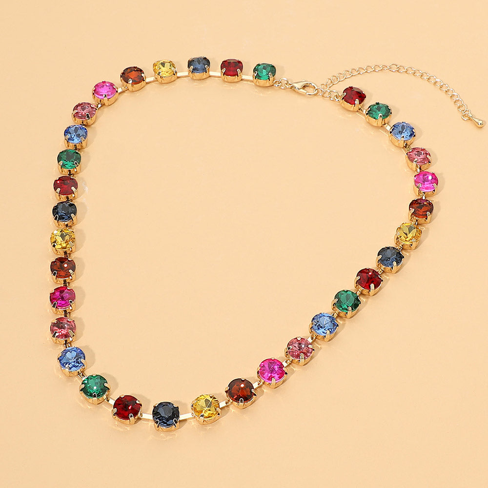 Madeline Love Multi Round Stone Link Statement Necklace