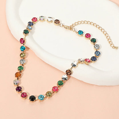 Madeline Love Multi Faceted Round Multicolor Cushion Stone Link Necklace