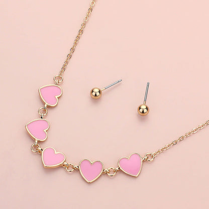 Enamel Heart Link Necklace