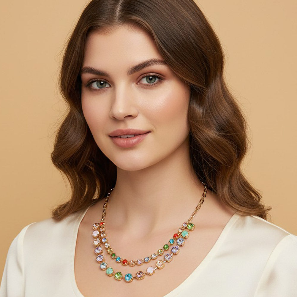 Madeline Love Light, Multi Round Stone Layered Statement Necklace