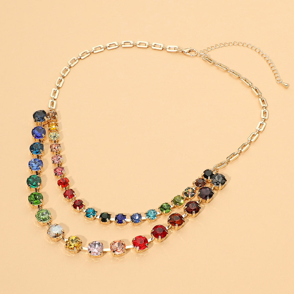 Madeline Love Multi Round Stone Layered Statement Necklace