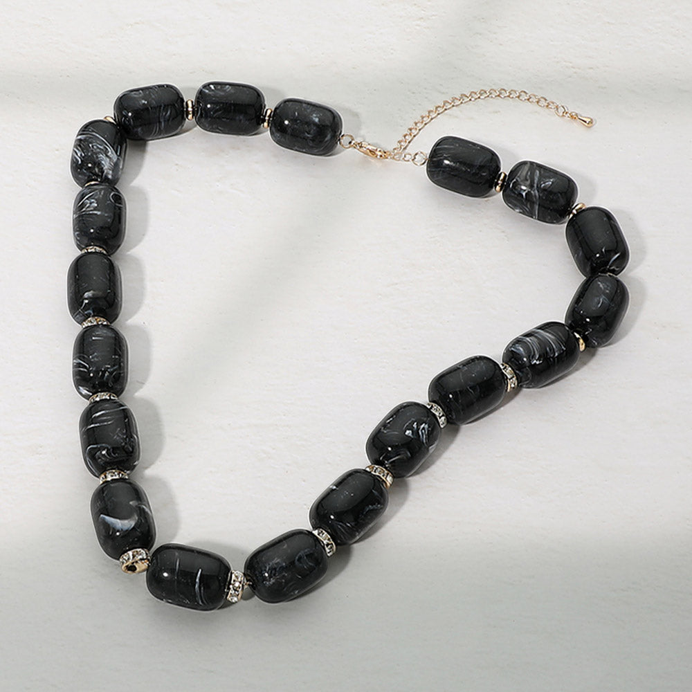 Madeline Love Black Chunky Bead Decorative Spacer Beaded Statement Necklace