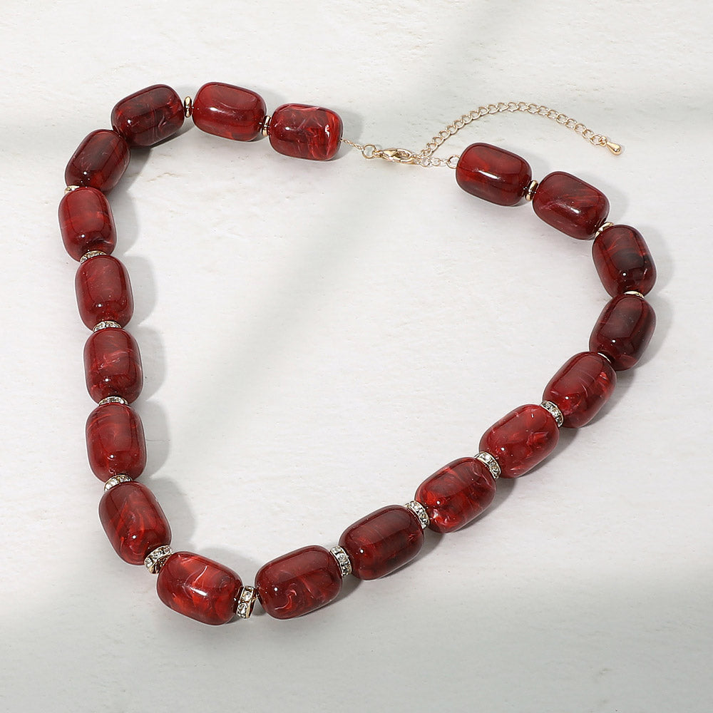 Madeline Love Red Chunky Bead Decorative Spacer Beaded Statement Necklace