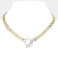 Madeline Love Two Tone 14K Gold Plated CZ Stone Paved Toggle Necklace - Necklaces