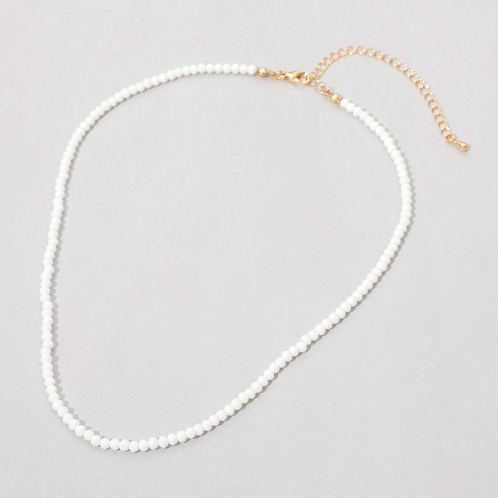 Madeline Love White Faceted Beaded Necklace - Necklaces