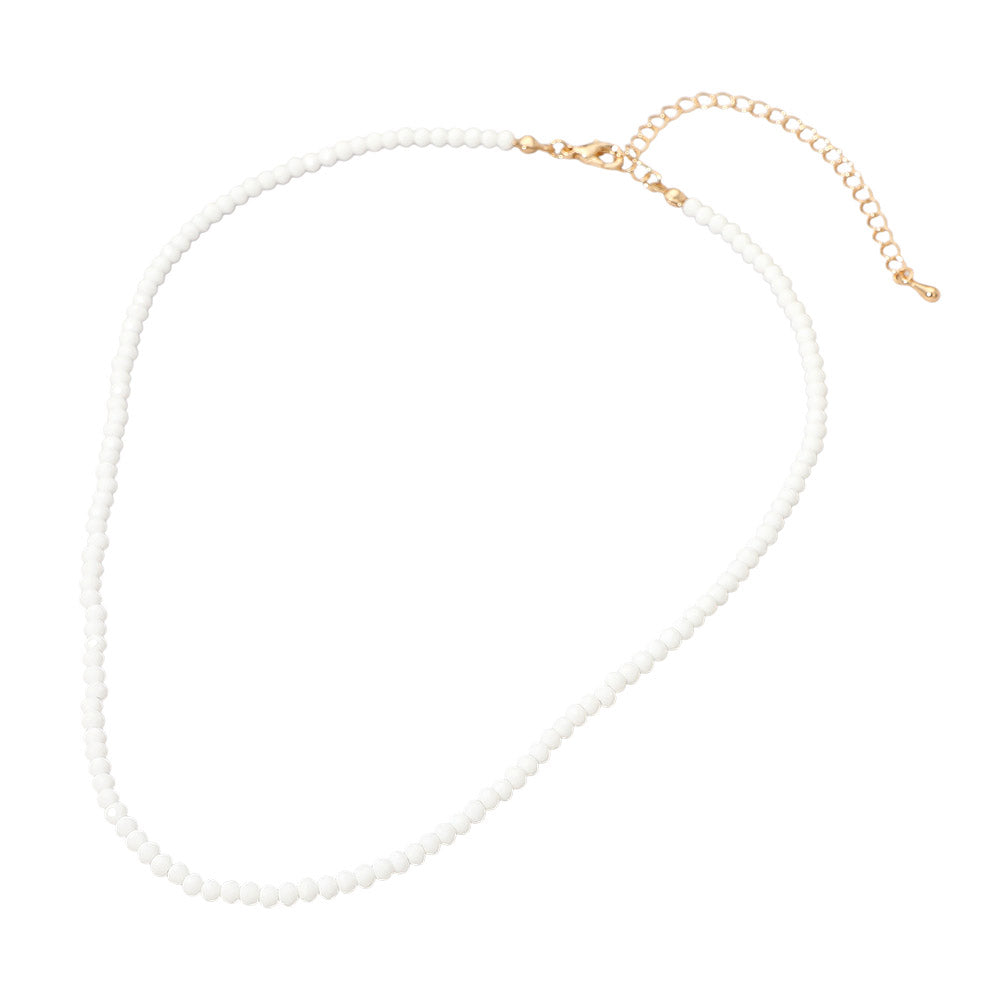 Madeline Love White Faceted Beaded Necklace - Necklaces - desc