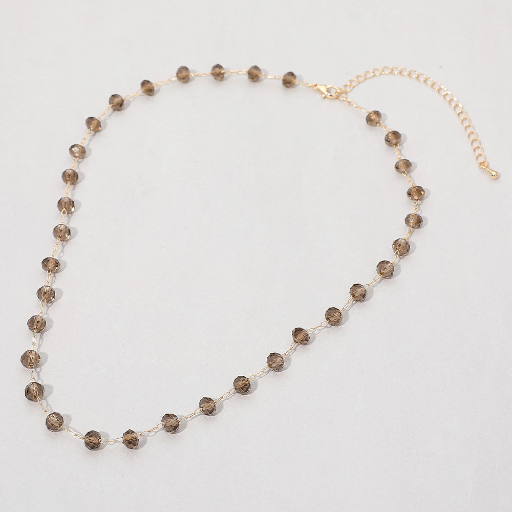 Madeline Love Brown Faceted Bead Station Chain Necklace - Necklaces