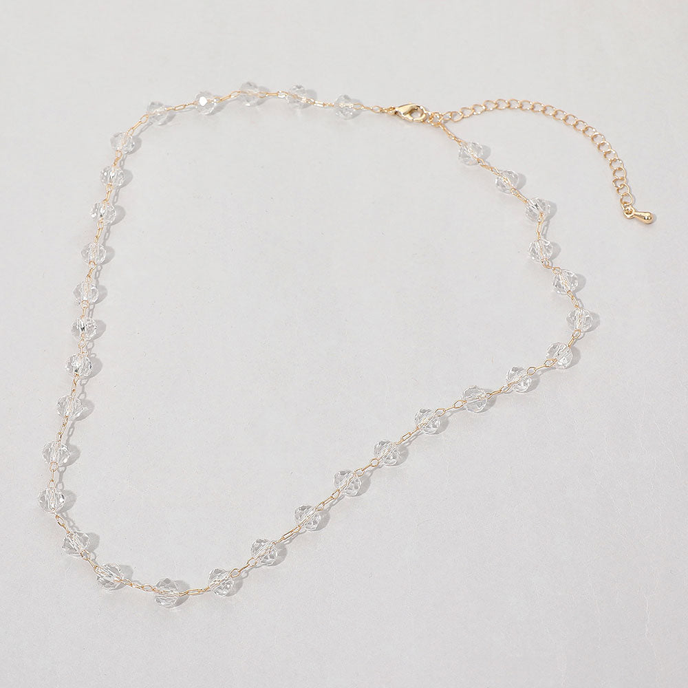 Madeline Love Clear Faceted Bead Station Chain Necklace - Necklaces
