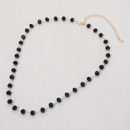 Madeline Love Jet Black Faceted Bead Station Chain Necklace - Necklaces