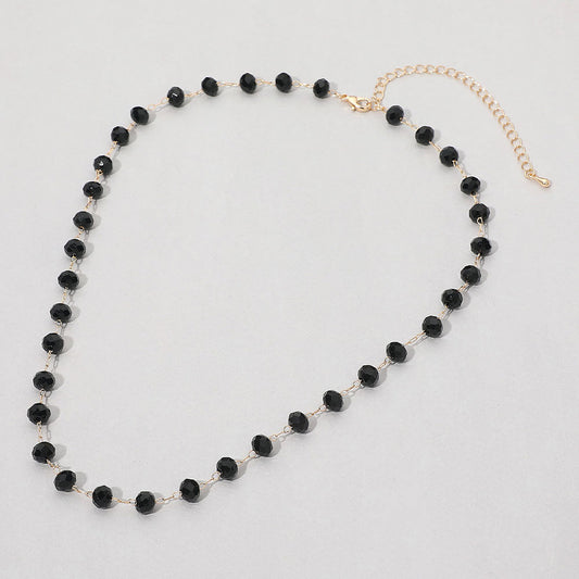 Madeline Love Jet Black Faceted Bead Station Chain Necklace - Necklaces