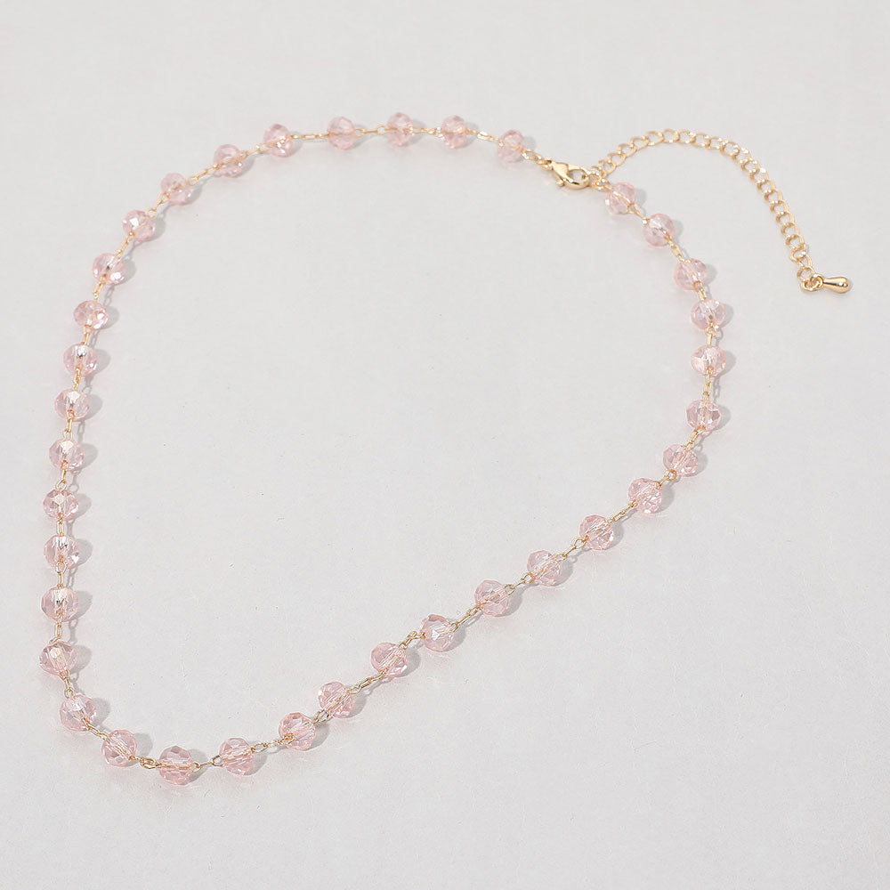 Madeline Love AB, Purple Faceted Bead Station Chain Necklace - Necklaces