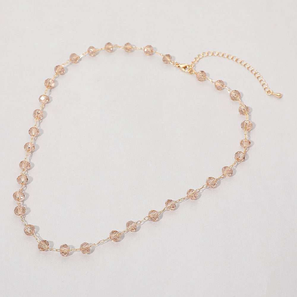 Madeline Love Peach Faceted Bead Station Chain Necklace - Necklaces