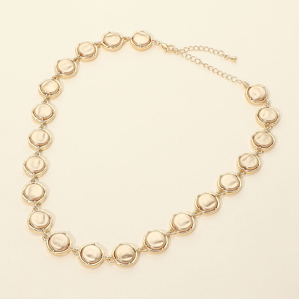 Madeline Love Gold Classic Pearl Disc Link Necklace