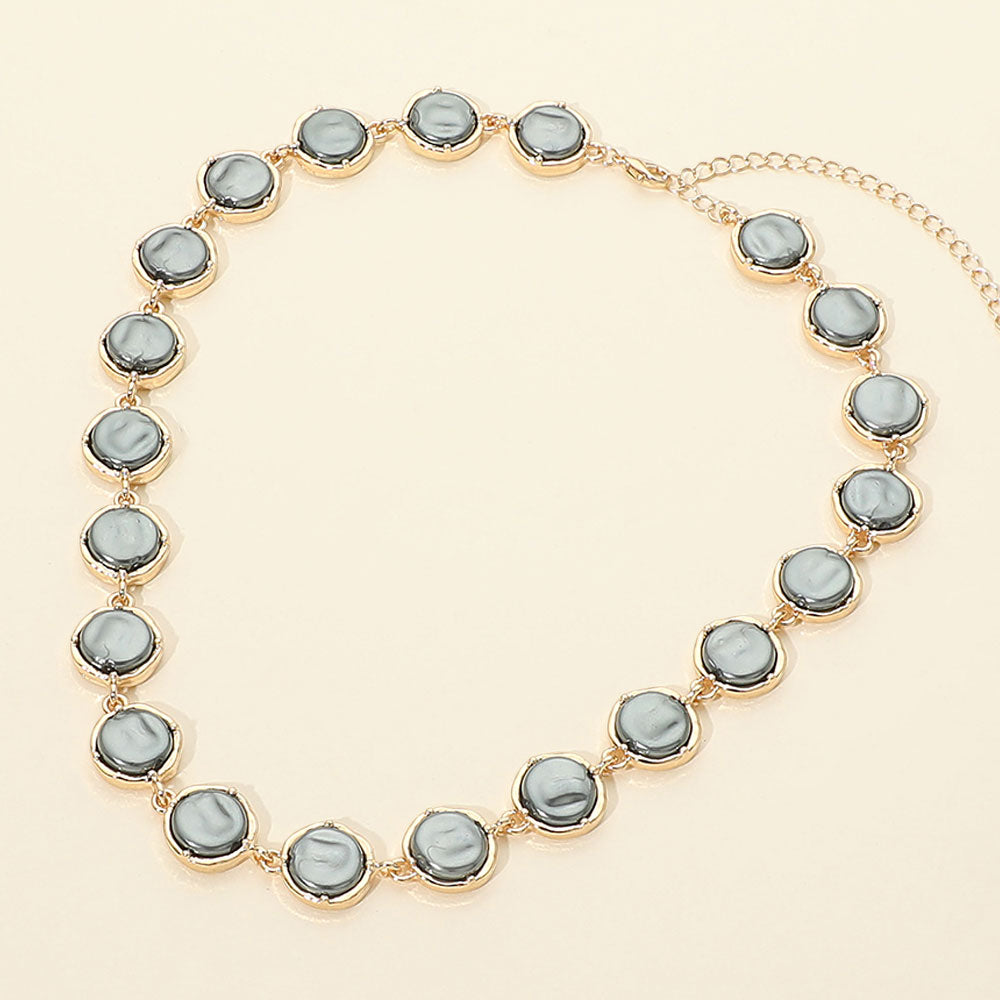 Madeline Love Gold, Gray Classic Pearl Disc Link Necklace
