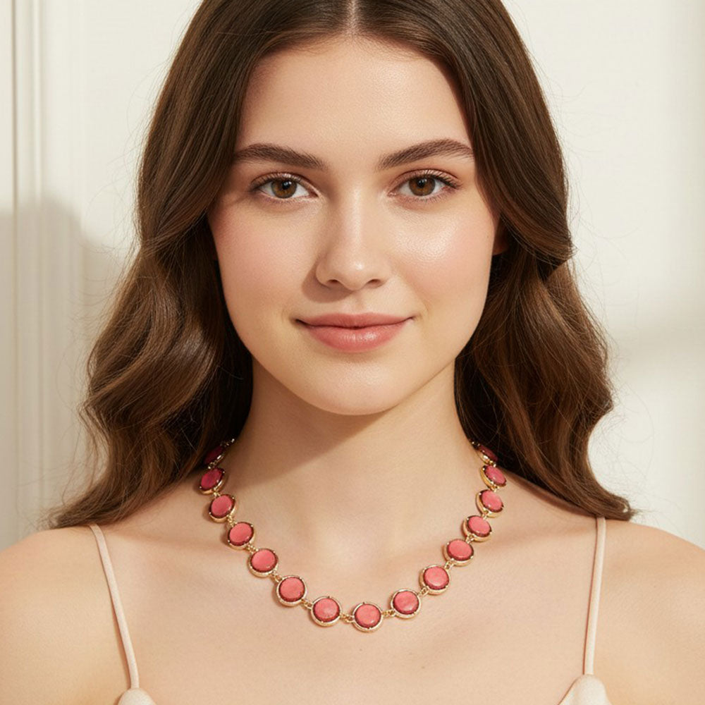 Madeline Love Gold, Red Classic Pearl Disc Link Necklace