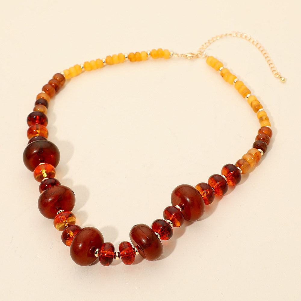 Madeline Love Dark Brown Chunky Marbled Round Beaded Necklace - Necklaces
