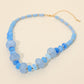 Madeline Love Blue, Gold Chunky Marbled Round Beaded Necklace - Necklaces