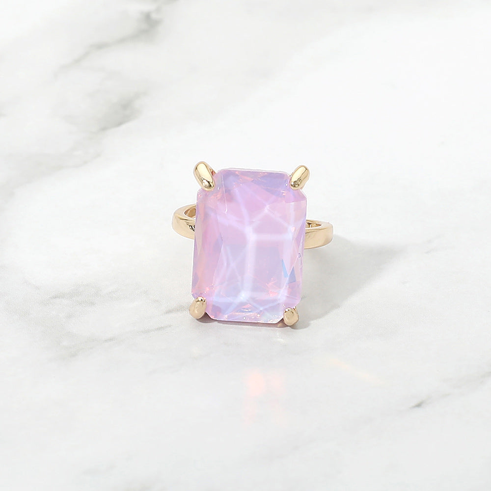 Madeline Love Lavender, Opal Bold Emerald Cut Stone Cluster Accent Adjustable Ring - Jewelry