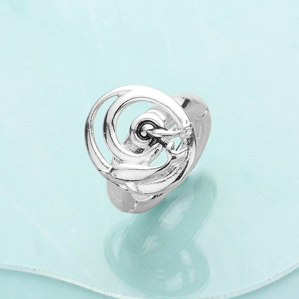 Antique Silver Antique Metal Dolphin Stretch Ring