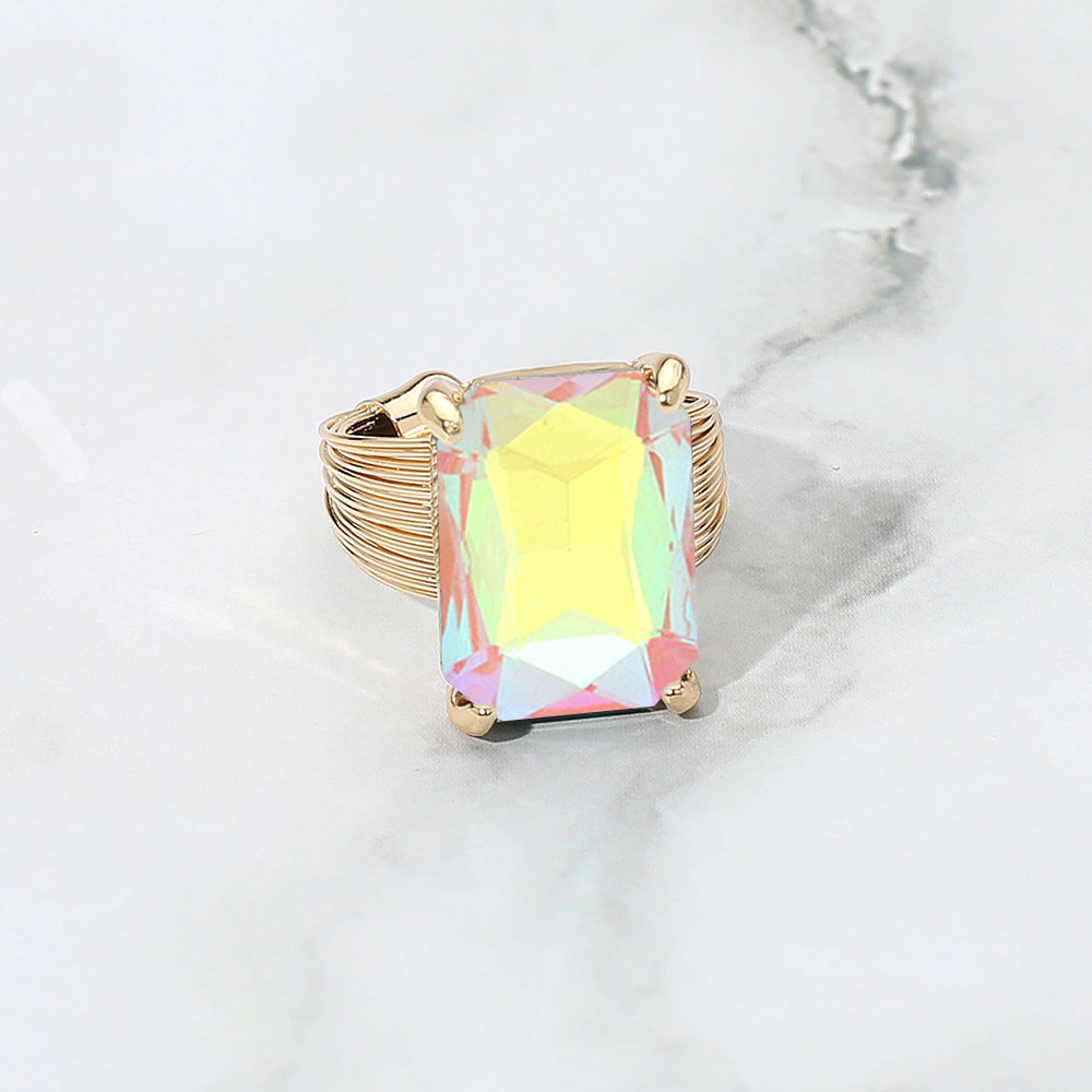 Madeline Love Pink Emerald Cut Stone Adjustable Ring - Jewelry