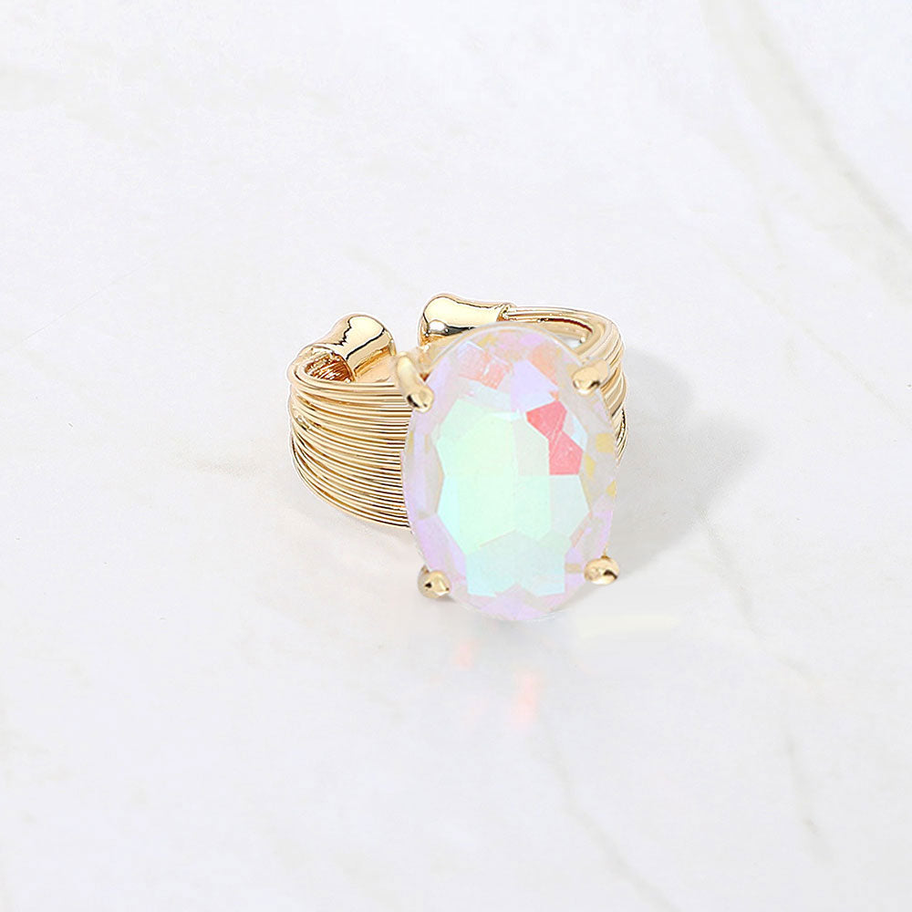 Madeline Love White Oval Cut Stone Adjustable Ring - Jewelry