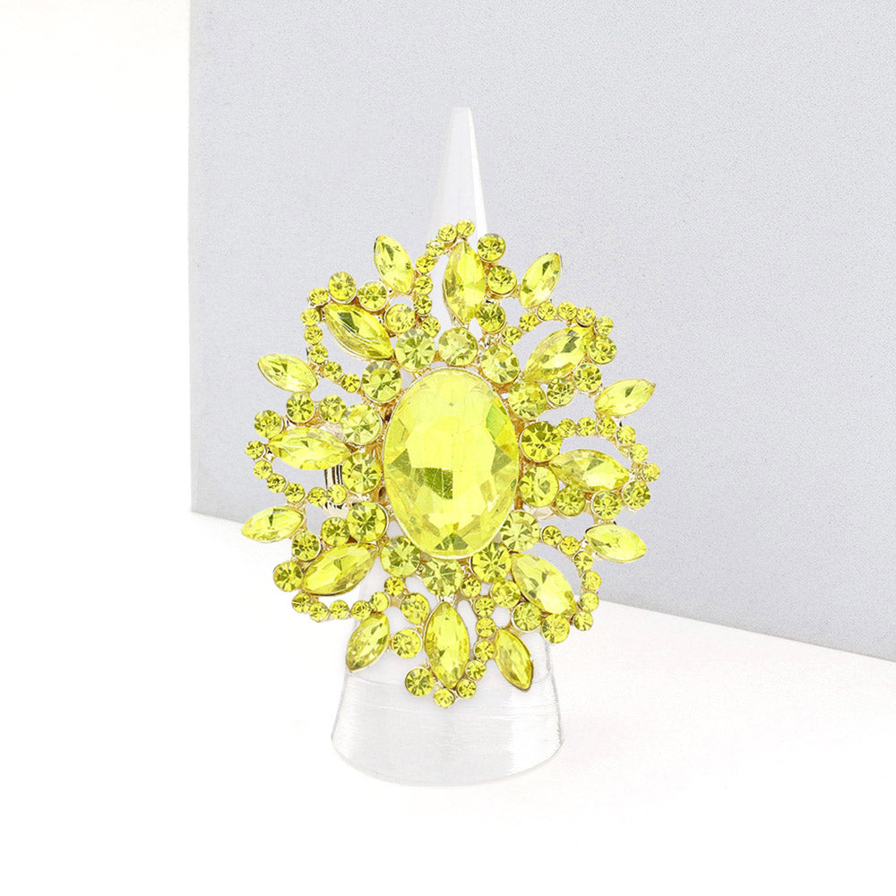 Madeline Love Yellow Oval Crystal Cluster Stretch Ring - Jewelry