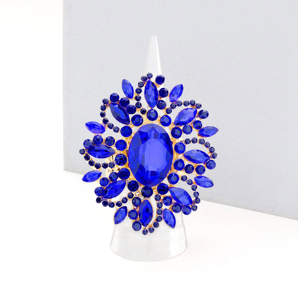 Madeline Love Sapphire Oval Crystal Cluster Stretch Ring - Jewelry