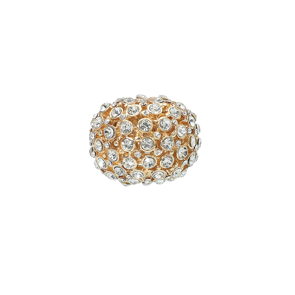 Madeline Love Clear, Gold Rhinestone Paved Dome Stretch Statement Ring - Hair Accessories - desc