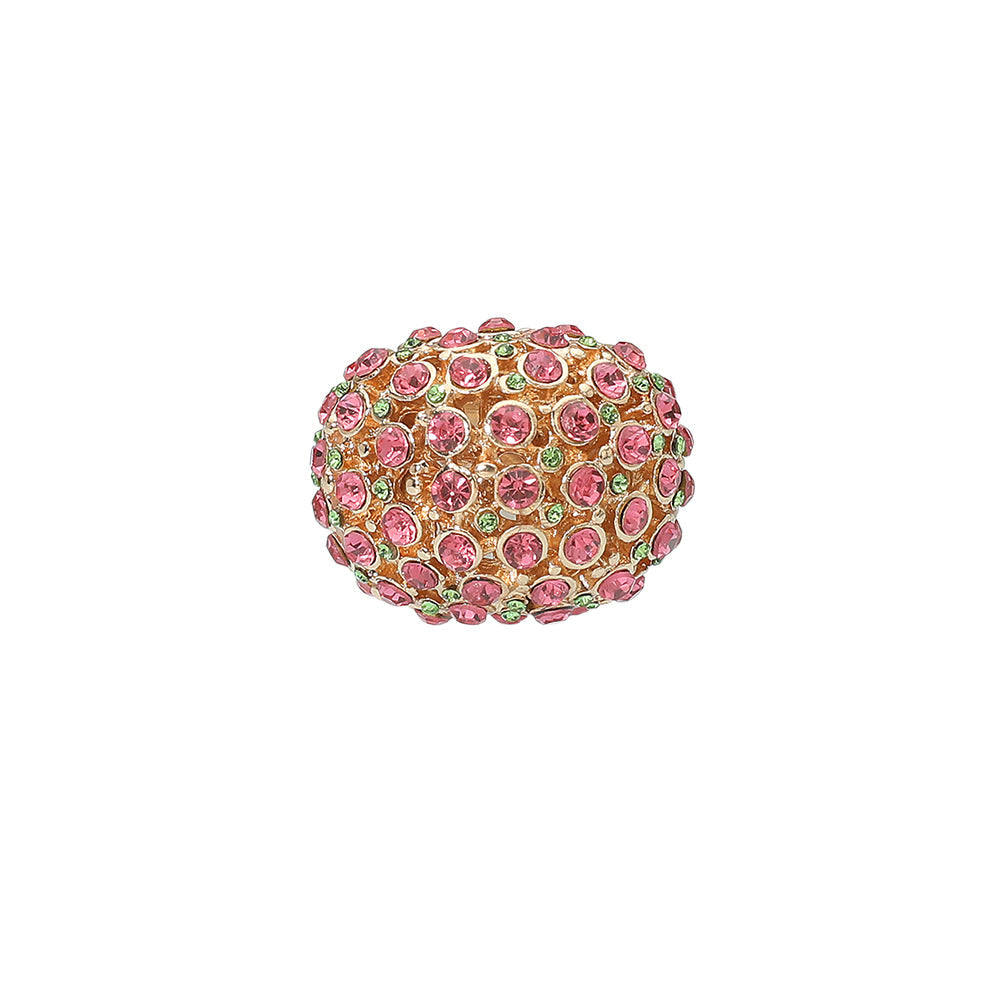 Madeline Love Pink&Green Rhinestone Paved Dome Stretch Statement Ring - Hair Accessories - desc